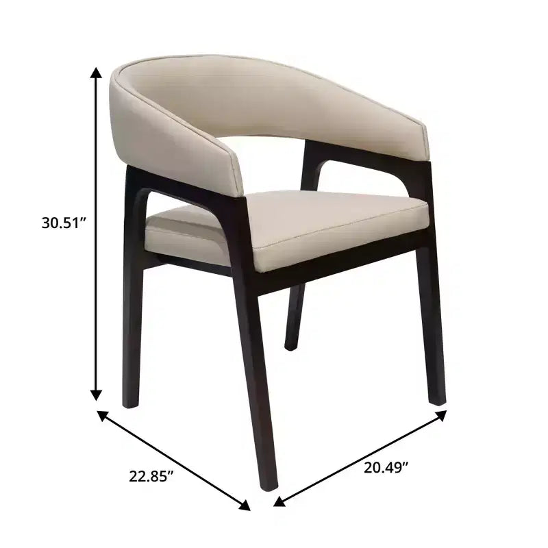 Fauteuil de salle à manger en U, dossier ouvert en cuir, lot de 2