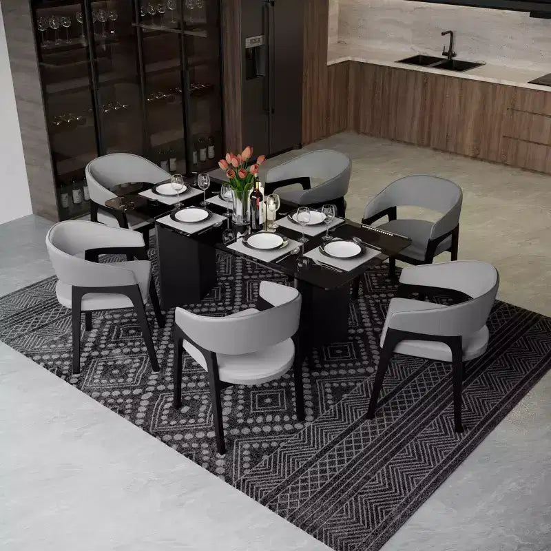 Fauteuil de salle à manger en U, dossier ouvert en cuir, lot de 2