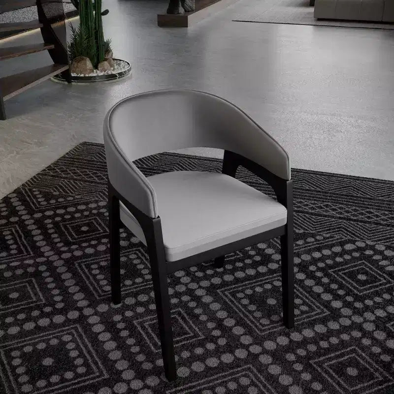 Fauteuil de salle à manger en U, dossier ouvert en cuir, lot de 2