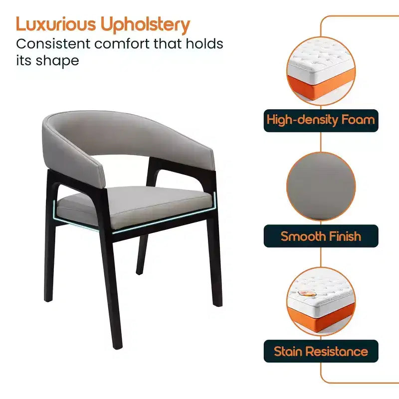Fauteuil de salle à manger en U, dossier ouvert en cuir, lot de 2
