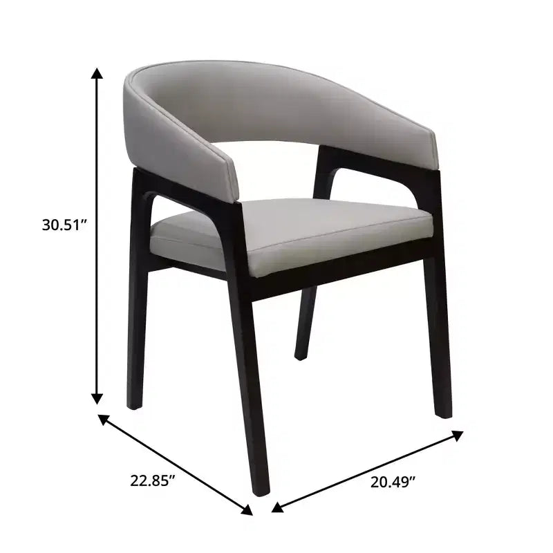 Fauteuil de salle à manger en U, dossier ouvert en cuir, lot de 2