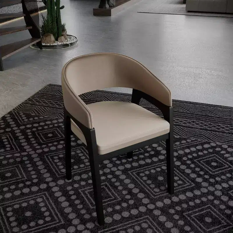 Fauteuil de salle à manger en U, dossier ouvert en cuir, lot de 2
