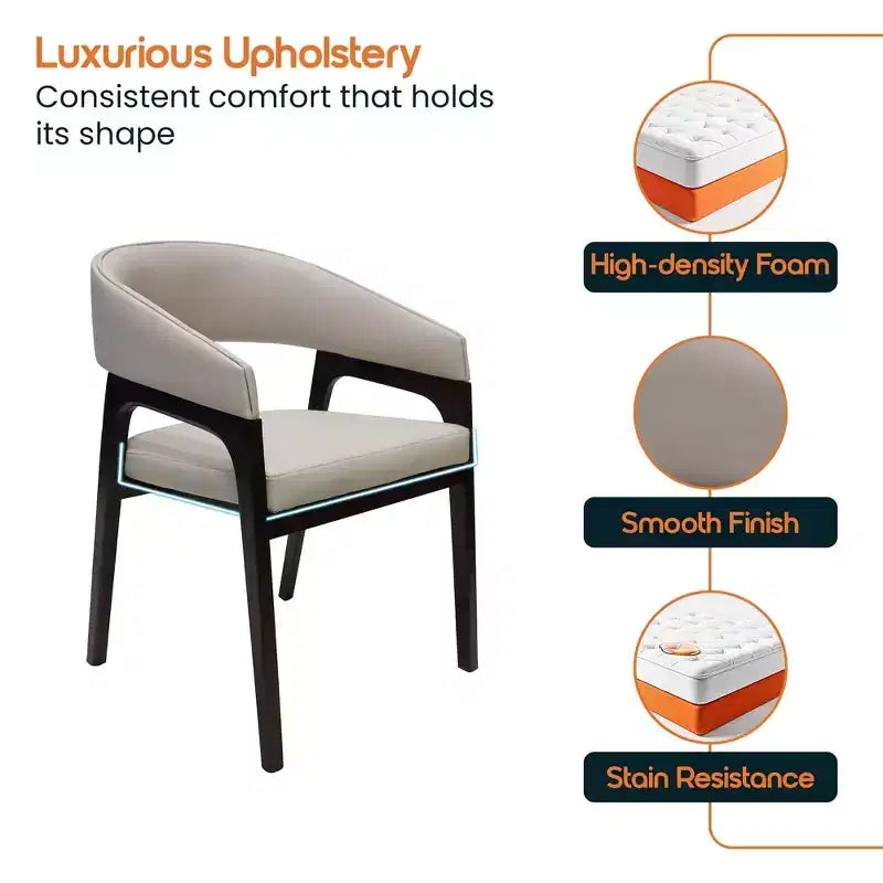 Fauteuil de salle à manger en U, dossier ouvert en cuir, lot de 2