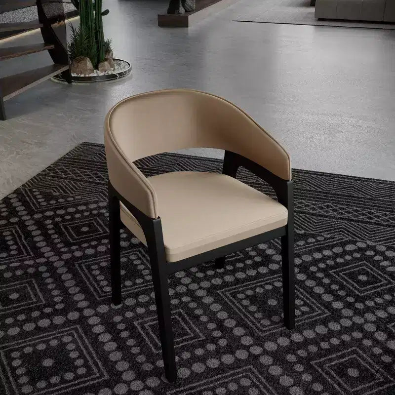 Fauteuil de salle à manger en U, dossier ouvert en cuir, lot de 2