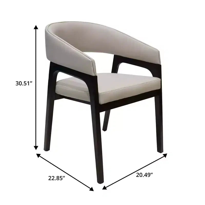 Fauteuil de salle à manger en U, dossier ouvert en cuir, lot de 2