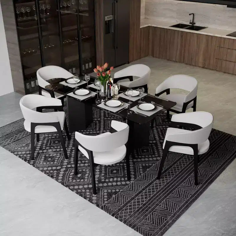 Fauteuil de salle à manger en U, dossier ouvert en cuir, lot de 2
