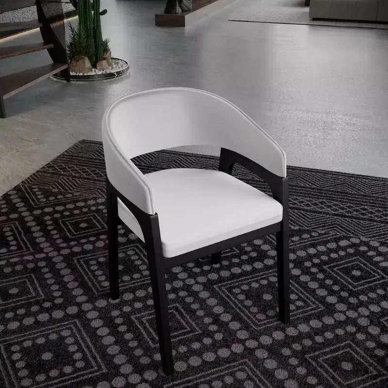 Fauteuil de salle à manger en U, dossier ouvert en cuir, lot de 2