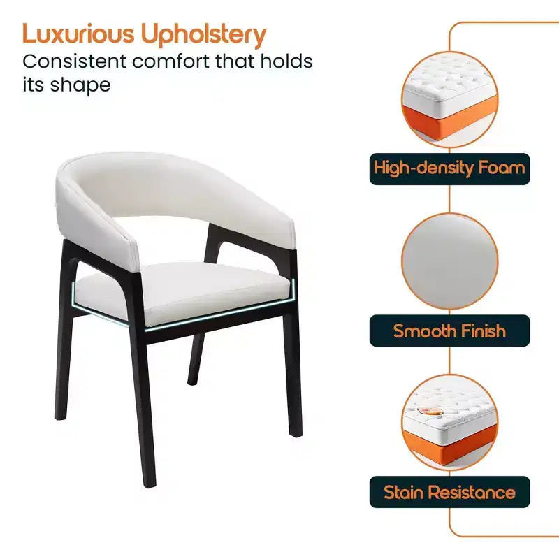 Fauteuil de salle à manger en U, dossier ouvert en cuir, lot de 2