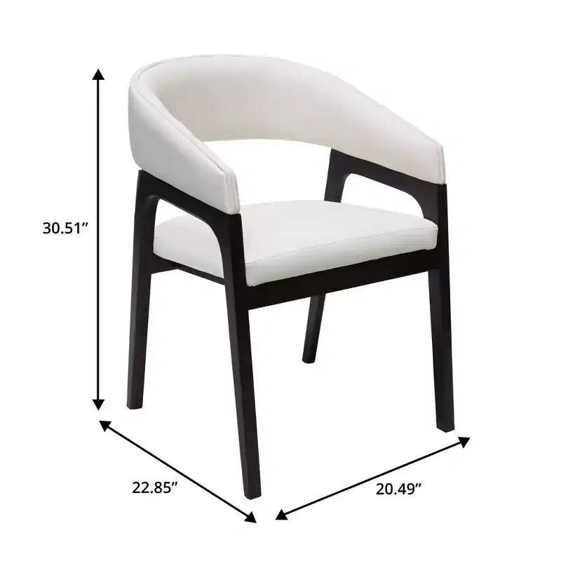 Fauteuil de salle à manger en U, dossier ouvert en cuir, lot de 2