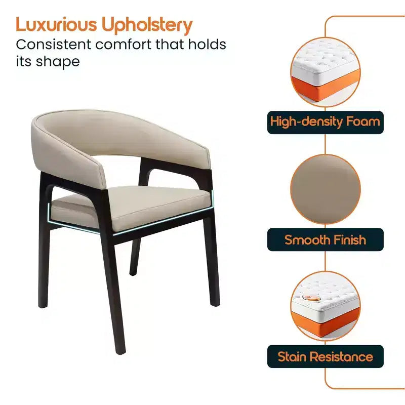 Fauteuil de salle à manger en U, dossier ouvert en cuir, lot de 2