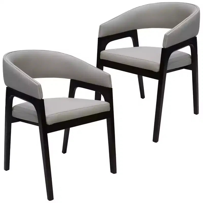 Fauteuil de salle à manger en U, dossier ouvert en cuir, lot de 2