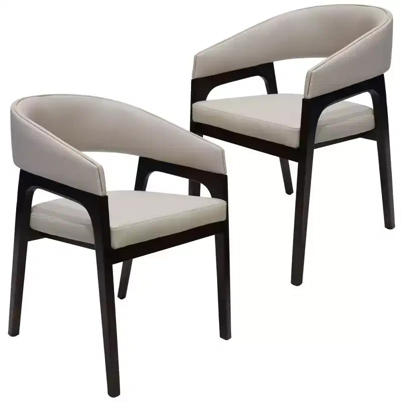 Fauteuil de salle à manger en U, dossier ouvert en cuir, lot de 2
