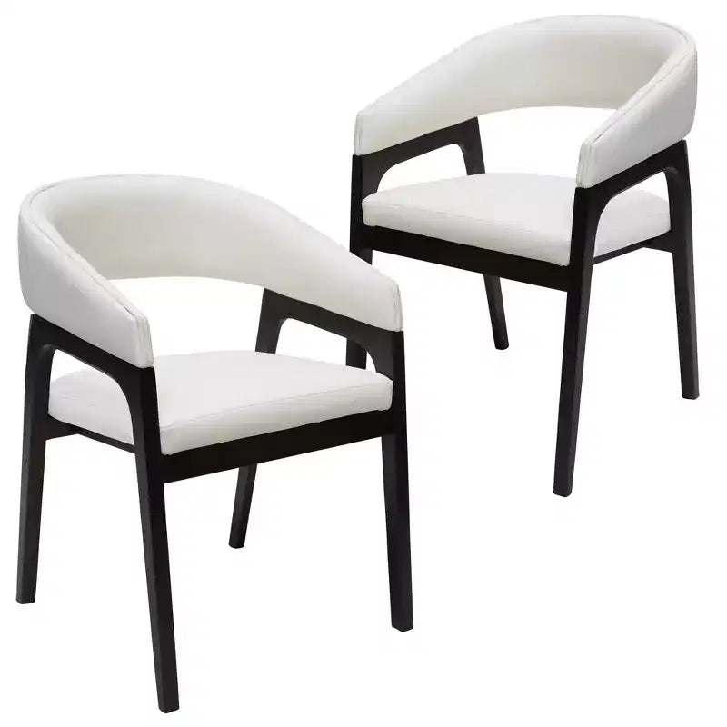 Fauteuil de salle à manger en U, dossier ouvert en cuir, lot de 2