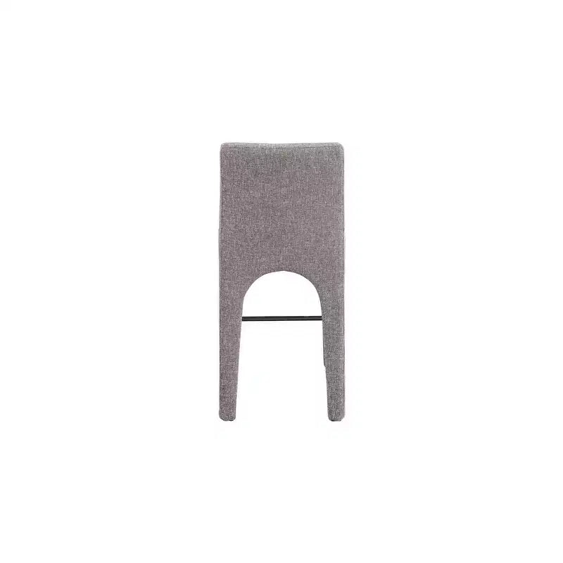Tabouret de bar tapissé en lin marron, sans accoudoirs, dossier mi-haut, 1 place
