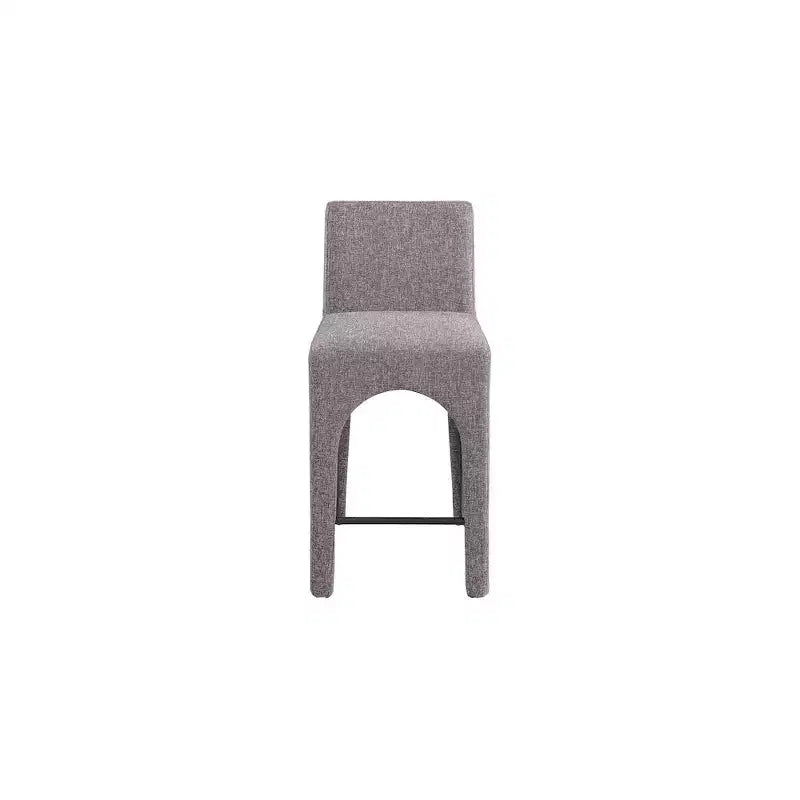 Tabouret de bar tapissé en lin marron, sans accoudoirs, dossier mi-haut, 1 place