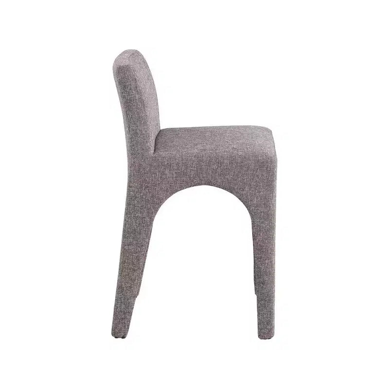 Tabouret de bar tapissé en lin marron, sans accoudoirs, dossier mi-haut, 1 place