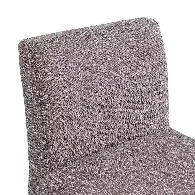Tabouret de bar tapissé en lin marron, sans accoudoirs, dossier mi-haut, 1 place