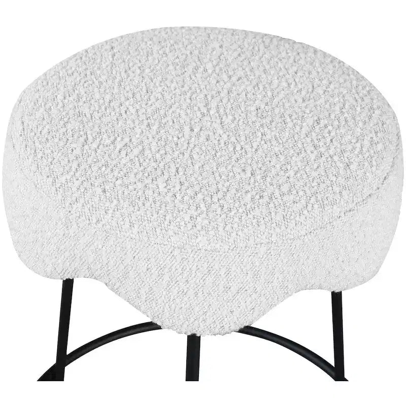 Tabouret de comptoir rond en velours crème, sans dossier, 1 place