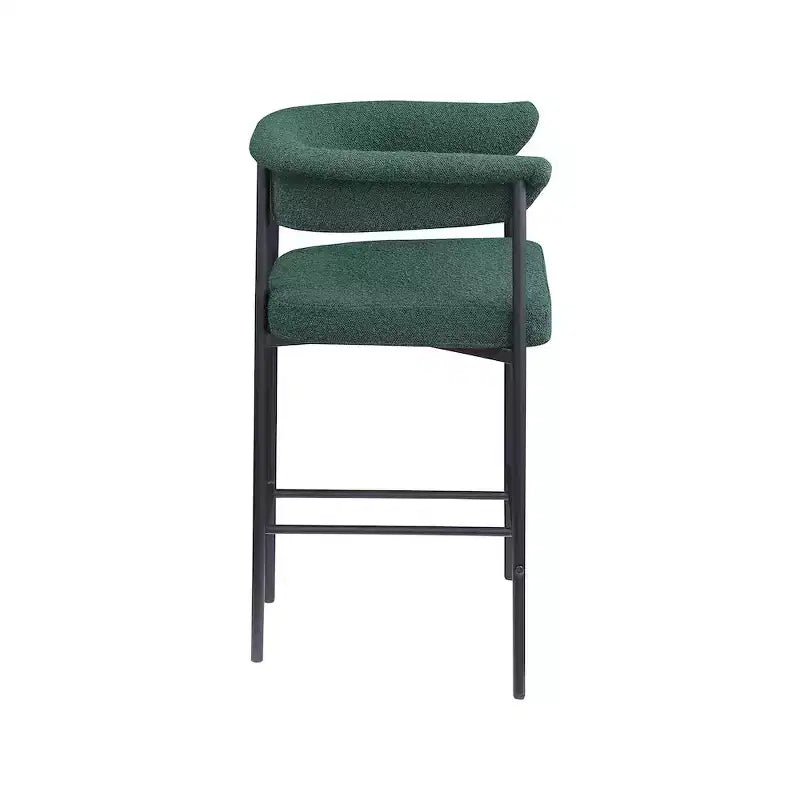 Tabouret de comptoir en velours vert avec accoudoirs, lot de 2
