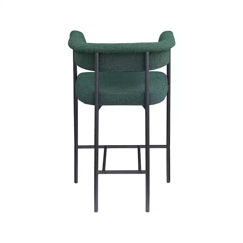 Tabouret de comptoir en velours vert avec accoudoirs, lot de 2