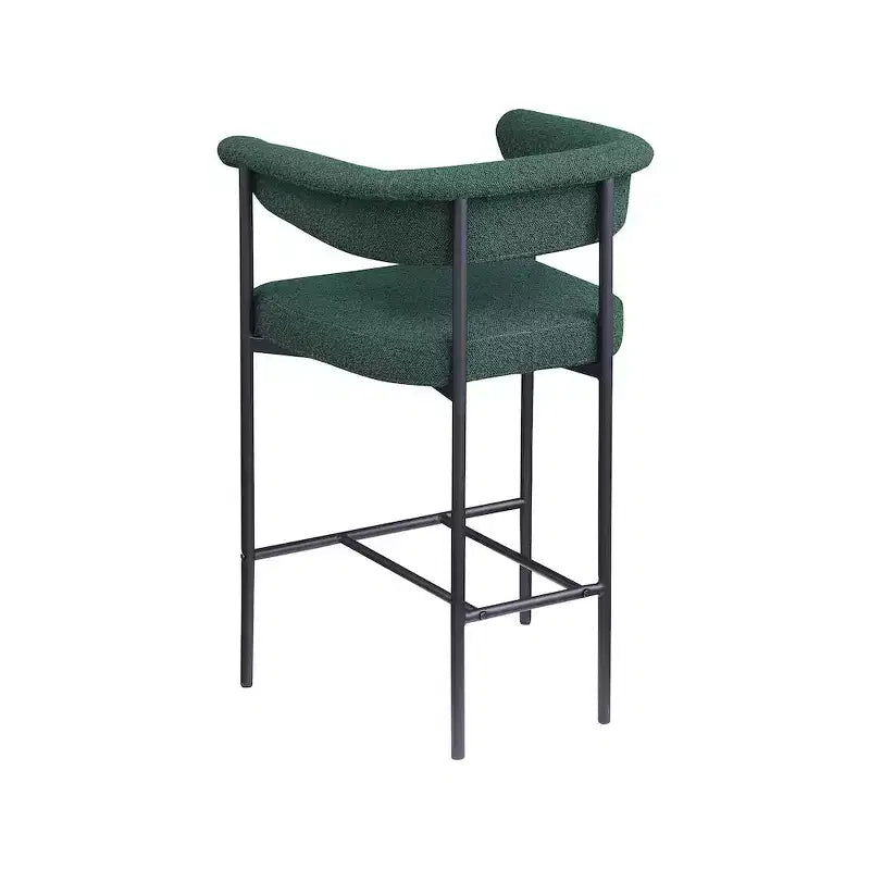 Tabouret de comptoir en velours vert avec accoudoirs, lot de 2