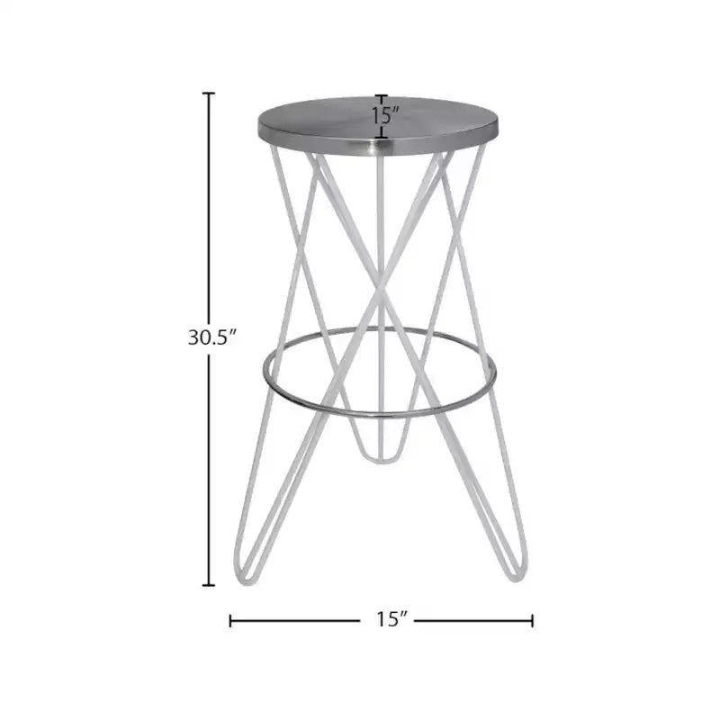 Tabouret de bar rond en fer blanc, sans dossier, 1 place