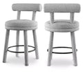 Meridian Furniture,Parlor Grey Boucle Fabric Stool, Set of 2