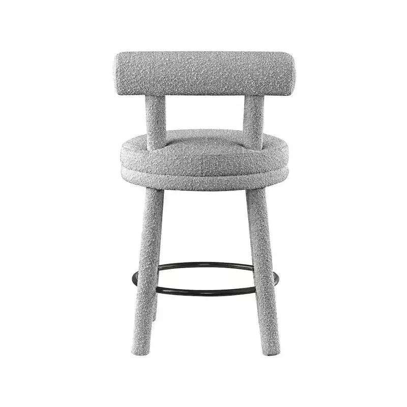 Tabouret de comptoir rond en velours bouclé gris, lot de 2