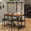 TROPOW Large Kitchen Island Bakers Rack Microwave Oven Stand Kitchen Shelf with 3 Tier Storage, Metal Coffee Bar Table, for Dining Living Room