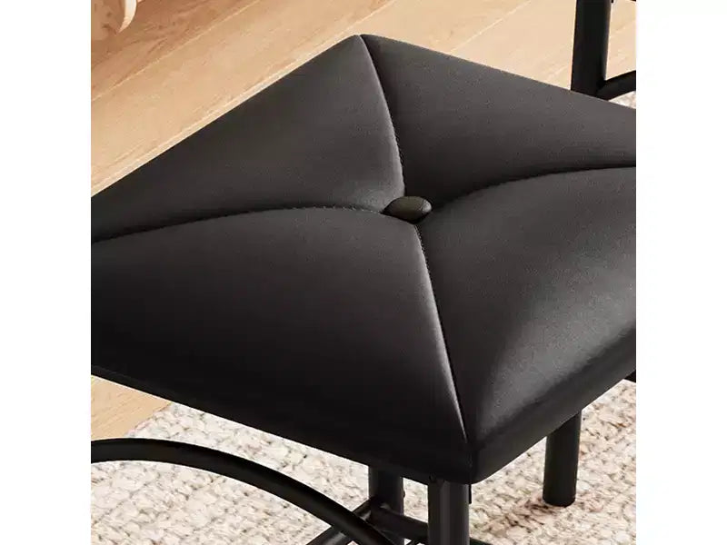 Ensemble de salle à manger marron et noir pour 4 personnes, rectangulaire, structure en fer