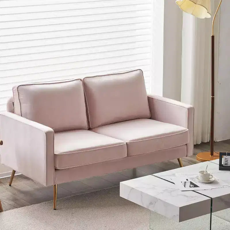 Causeuse moderne de 56 po, beige/marron/rose/blanc, assise profonde, 2 places