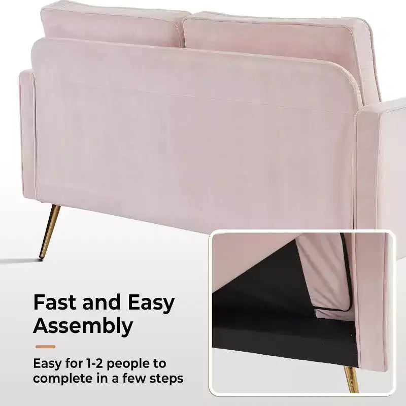 Causeuse moderne de 56 po, beige/marron/rose/blanc, assise profonde, 2 places