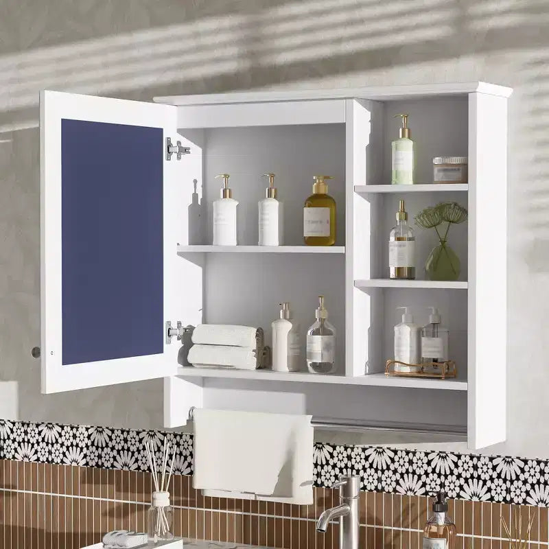Armoire de toilette murale noire/blanche avec rangement, pour une personne, étagère réglable