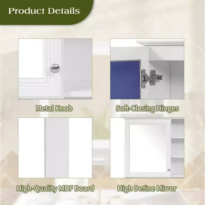 Armoire de toilette murale noire/blanche avec rangement, pour une personne, étagère réglable