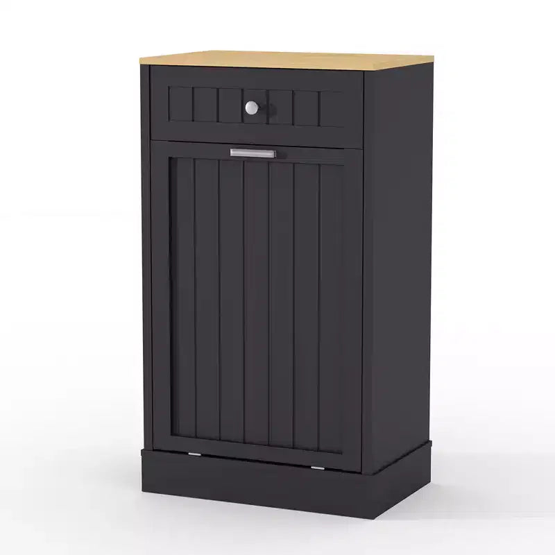 Meuble Poubelle Inclinable Blanc avec Tiroir, 38 Litres, Foyer 1 Personne