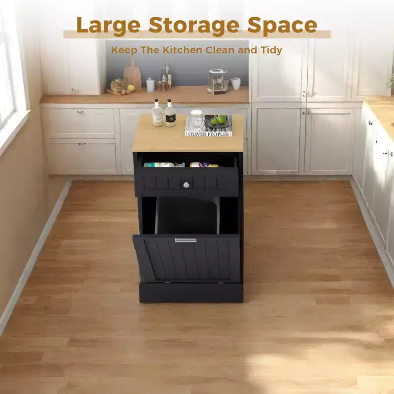 Meuble Poubelle Inclinable Blanc avec Tiroir, 38 Litres, Foyer 1 Personne