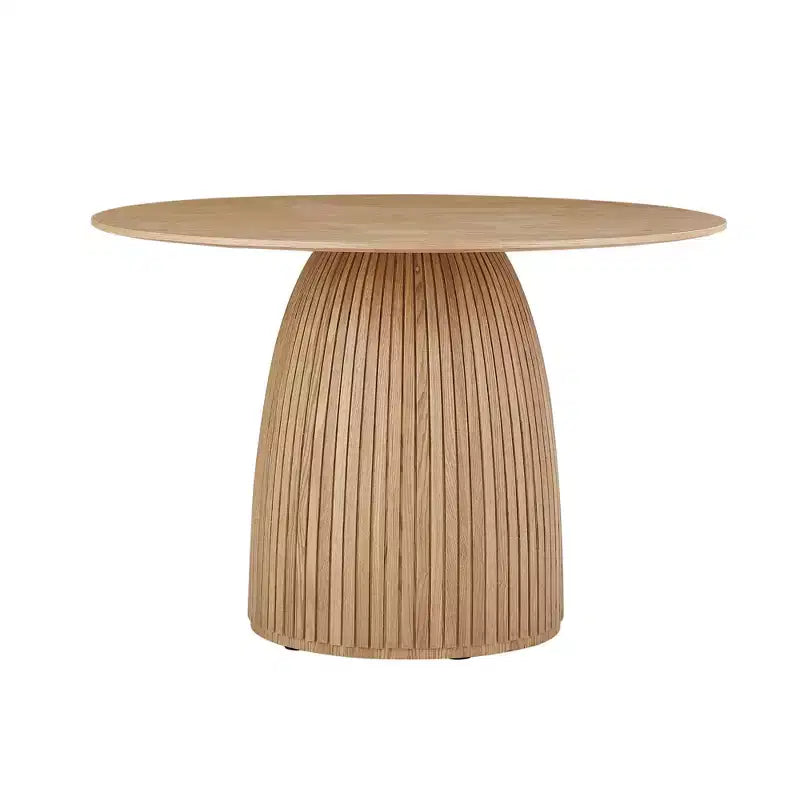 Table de salle à manger ronde en chêne/noyer, piètement central, pour 6 personnes maximum