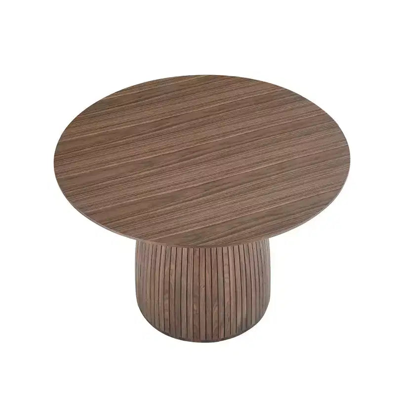 Table de salle à manger ronde en chêne/noyer, piètement central, pour 6 personnes maximum