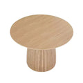 Table de salle à manger ronde en chêne/noyer, piètement central, pour 6 personnes maximum