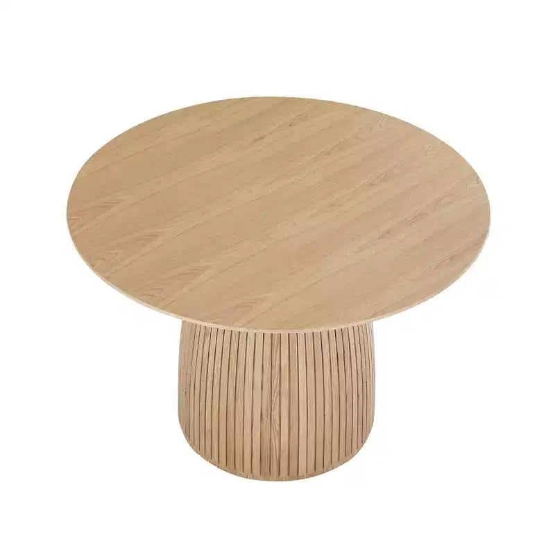 Table de salle à manger ronde en chêne/noyer, piètement central, pour 6 personnes maximum