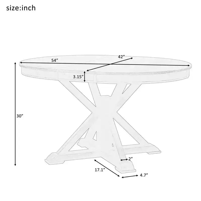 Espresso / Bois naturel blanchi / Blanc+Naturel | Table à manger ronde extensible Mid-Century | 4 à 6 places