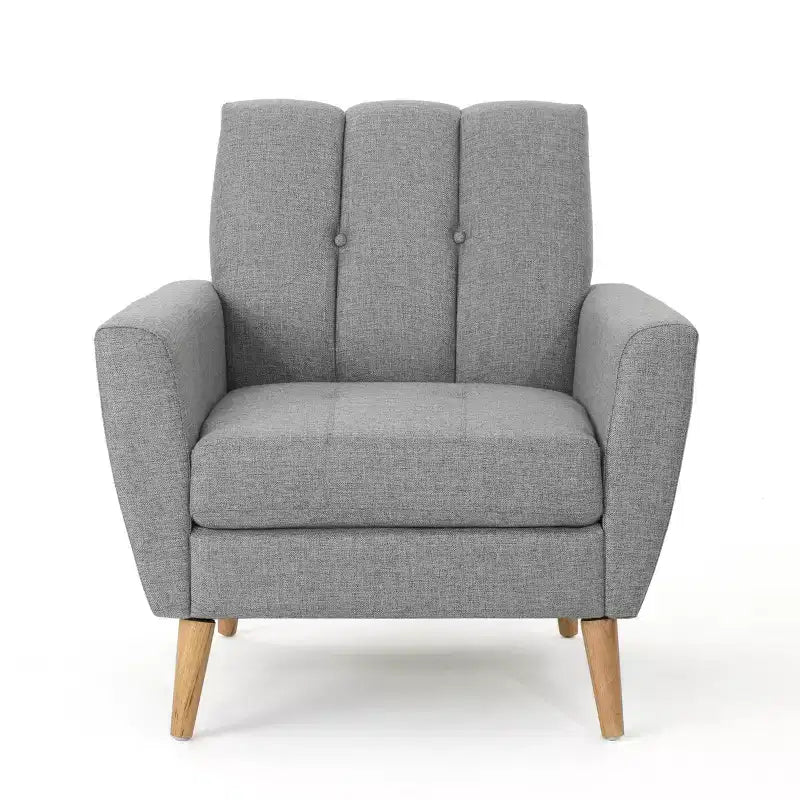 Fauteuil club capitonné milieu de siècle bleu/gris, 1 place