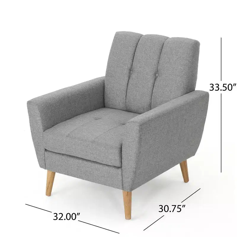 Fauteuil club capitonné milieu de siècle bleu/gris, 1 place