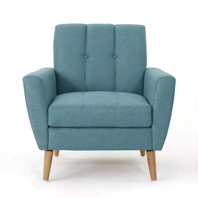 Fauteuil club capitonné milieu de siècle bleu/gris, 1 place