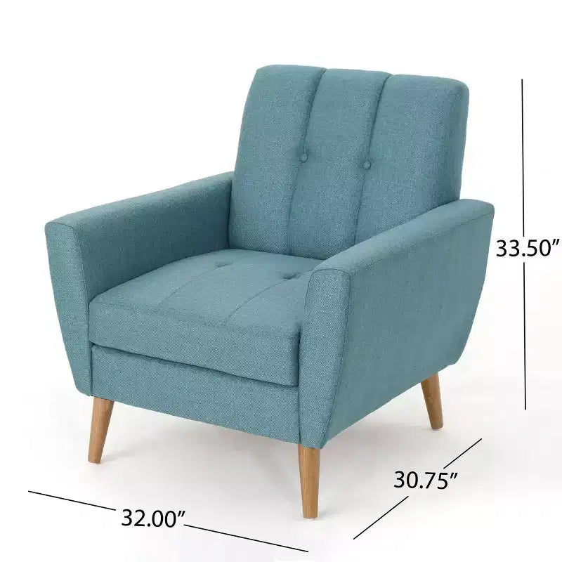 Fauteuil club capitonné milieu de siècle bleu/gris, 1 place