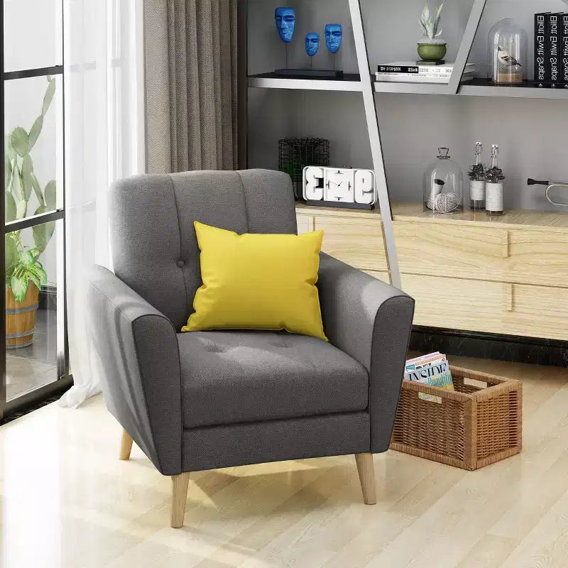 Fauteuil club capitonné milieu de siècle bleu/gris, 1 place