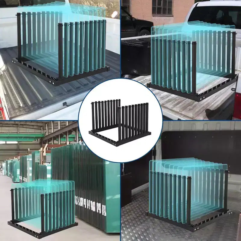 Support de pare-brise 9 emplacements en acier noir pour benne de camion – Pour 1 à 2 personnes