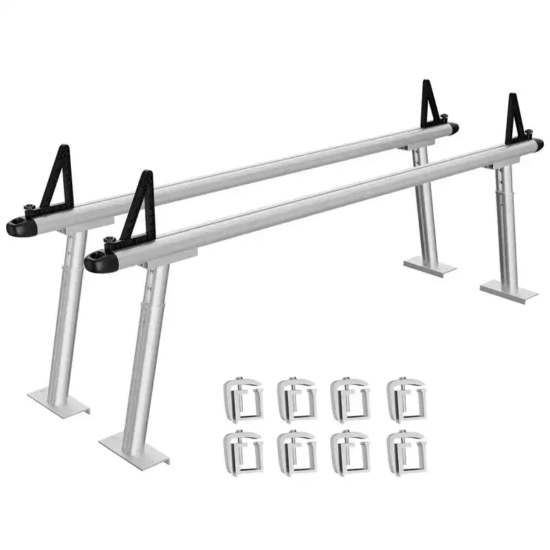 Porte-bagages de benne de pick-up en acier noir et aluminium, capacité de 360 kg, installation par 1 personne, ajustement universel