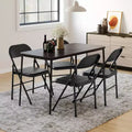 Chaise pliante noire sans accoudoirs avec dossier, structure en métal, 1 place