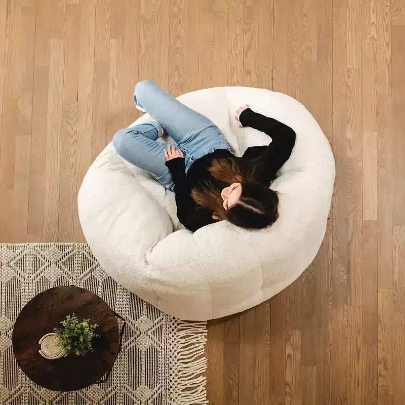 Pouf lounge structuré Deep Blue / Icing rempli de mousse – 1 place